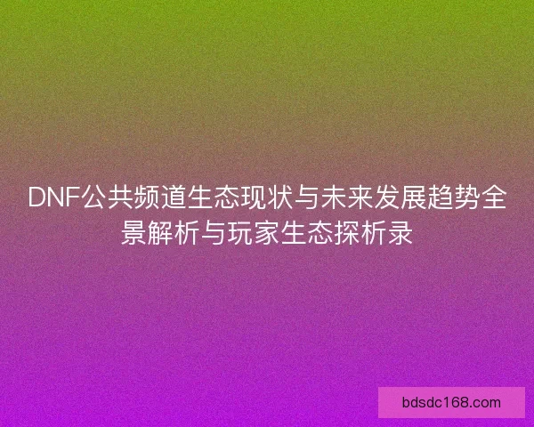 DNF公共频道生态现状与未来发展趋势全景解析与玩家生态探析录