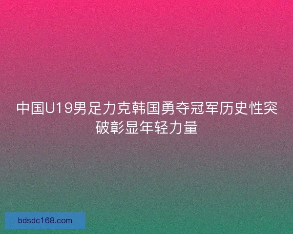 中国U19男足力克韩国勇夺冠军历史性突破彰显年轻力量